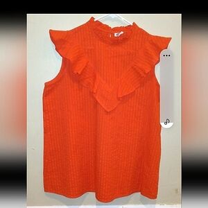 NWOT Sleeveless Red Top with Ruffle Details Sz XL
